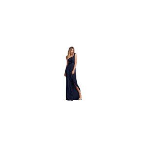 NEW Vera Wang Navy One-Shoulder Ruffle Slit Formal Gown Wedding Dress Size 2